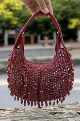 Hand-Embellished Crystal Crescent Moon Bags