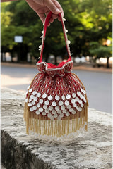 Hand-Embroidered Velvet Potli or a Fringe Potli Bag