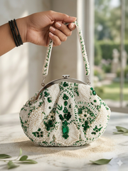 Elegant Emerald & Pearl clutch