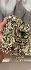 The Royal Jhumka: Antique Silver & Emerald Polki Clutch