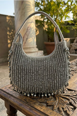 Hand-Embellished Crystal Crescent Moon Bags