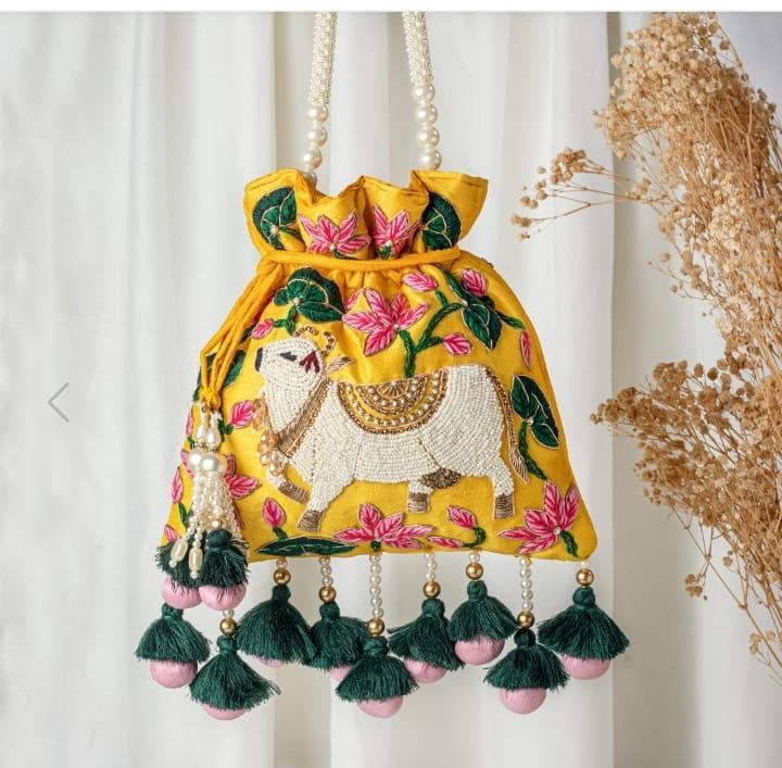 Royal Elephant Embroidered Potli Bag