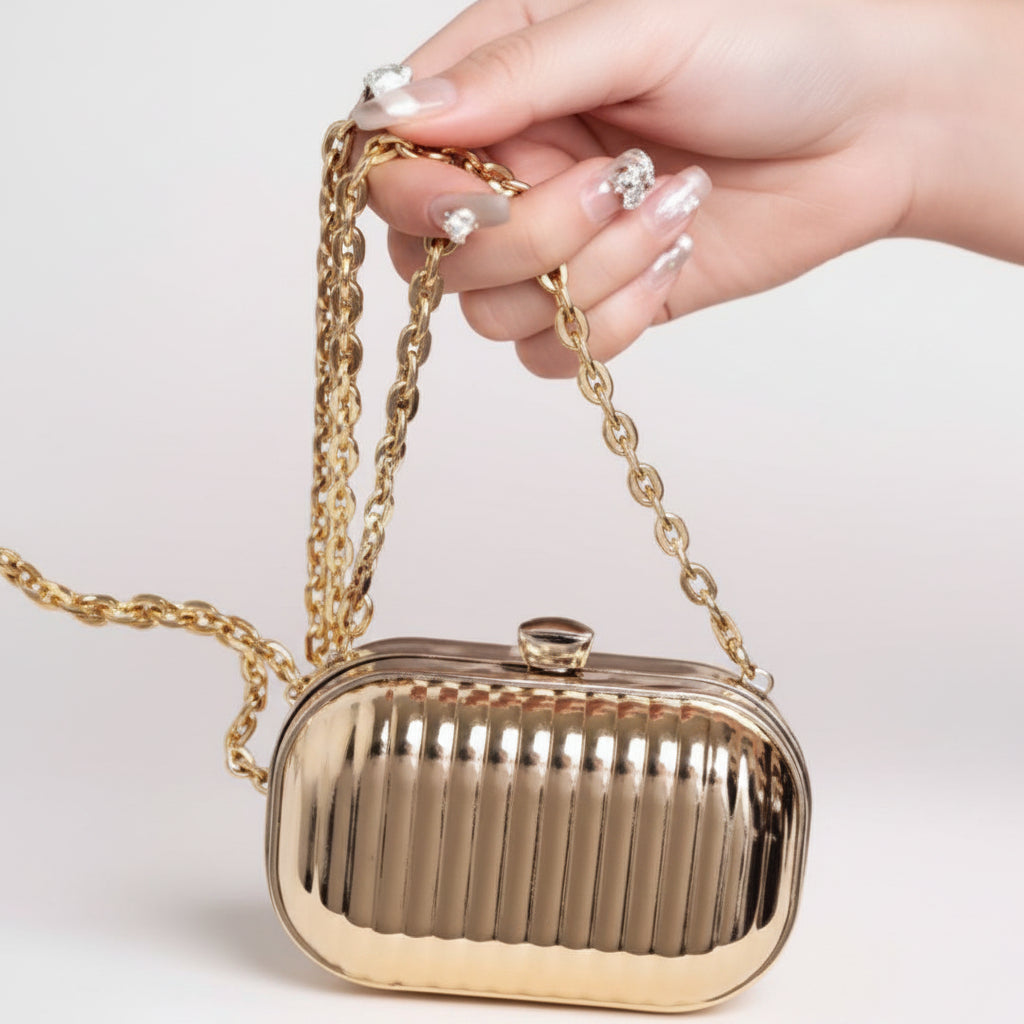 Golden Luxe Mini Box Clutch