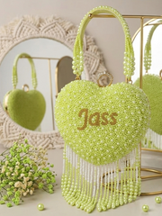 Sweetheart Luxe: Personalized Neon Pearl Heart Clutch